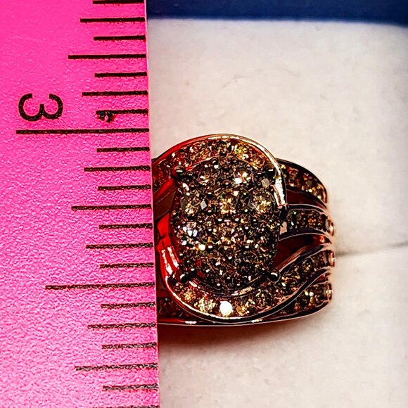 Natural Champagne Diamond ring in 14K RG vermeil over 925 Sterling sz 7 2.00tcw - Picture 3 of 6